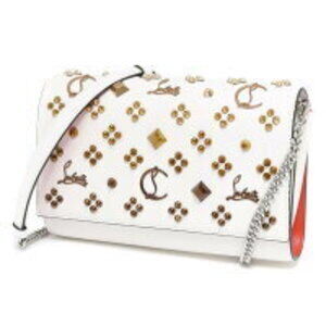 Christian Louboutin Shoulder Bag Clutch Paloma Snow White Nude Metal
